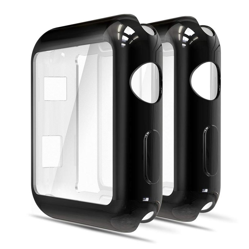 Simpeak حافظة واقية ناعمة من سيمبيك 2PACK متوافقة مع ساعة آبل سيريس 10 9 ألترا 8 7 6 5 4 3 2 1-38مم 42مم 40مم 44مم 41مم 45مم 42مم (سيريس 10) 46مم 49مم (أسود، 38مم) - Image 1